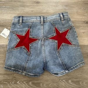 Free People Red Stars Denim Shorts